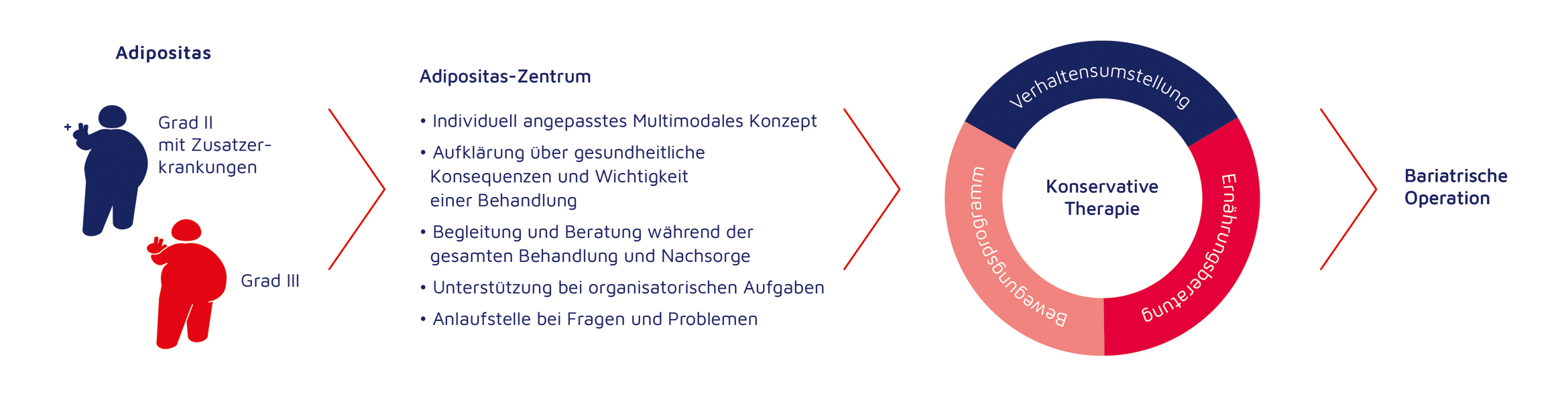 Bild Abbildung zeigt Adipositas Grad 2 und 3 konservative Therapie und Bariatrische Operation